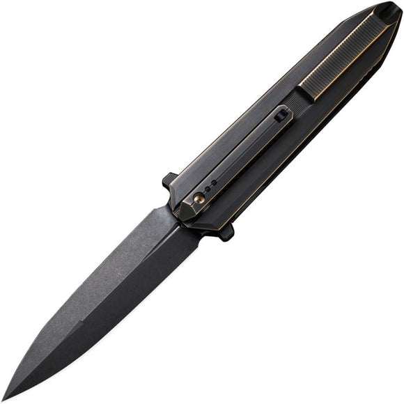 WE KNIVES WE220321 DIATOMIC FRAMELOCK BRONZ CPM-20CV STEEL BRONZE TI HANDLE FOLDING KNIFE.