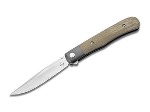 BOKER PLUS 01BO930 MODERN TRAPPER UNO NITRO V STEEL MICARTA HANDLE FOLDING KNIFE.