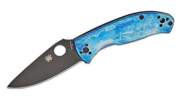 SPYDERCO C122TIBLBKD2P TENACIOUS BLUE DISARRY TI D2 STEEL INTEGRAL FRAME LOCK FOLDING KNIFE.