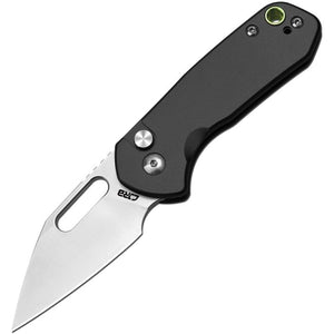 CJRB J1933BK MINI PYRITE PUSH LOCK AR-RPM9 STEEL BLACK ALUMINIUM HANDLE FOLDING KNIFE.