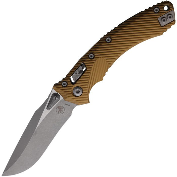 MICROTECH MCT16982 AMPHIBIAN RAM LOCK M390MK STEEL TAN ALUMINIUM HANDLE FOLDING KNIFE