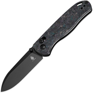 KIZER CUTLERY KI3619A4 DROP BEAR CLUTCH LOCK S35VN STEEL DARK MATTER CF HANDLE FOLDING KNIFE.