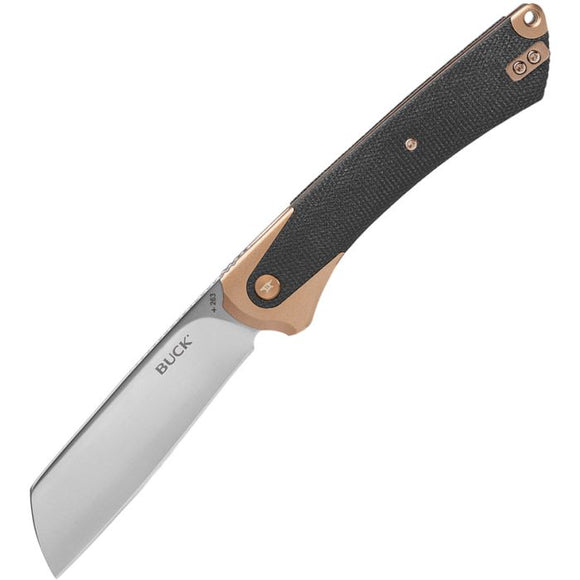 BUCK 0263CPS1 HILINE XL D2 STEEL CLEAVER COPPER BLACK HANDLE FOLDING KNIFE.