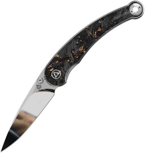 QSP QS161A DOLPHIN LINER LOCK CF HANDLE 14C28N STEEL CLIP POINT FOLDING KNIFE.