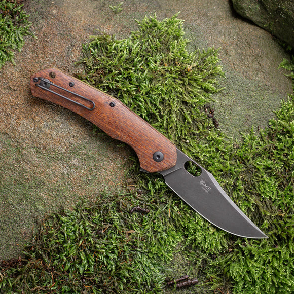 GIANT MOUSE JUTLAND BURLAP MICARTA VANADIS 4E STEEL BALL BEARING FOLDING KNIFE.