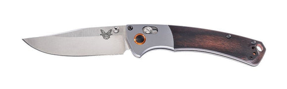 BENCHMADE 15085 - 2 MINI CROOKED RIVER 15085 - 2 – CPM® S30V® SATIN BLADE, STABILIZED WOOD HANDLE, AXIS LOCK, MADE IN USA - S&R KNIVES INC