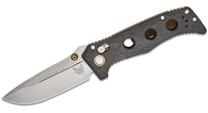 BENCHMADE 273 - 03 MINI ADAMAS – CPM - MAGNACUT SATIN BLADE, MARBLE CARBON FIBER HANDLE, AXIS LOCK, MADE IN USA - S&R KNIVES INC