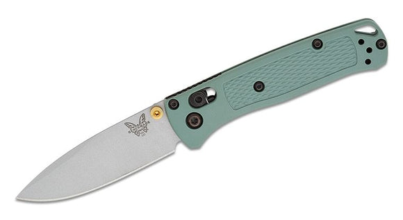 BENCHMADE 533SL - 07 MINI BUGOUT – CPM - S30V CRUSHED SILVER BLADE, SAGE GREEN GRIVORY HANDLE, AXIS LOCK, MADE IN USA - S&R KNIVES INC