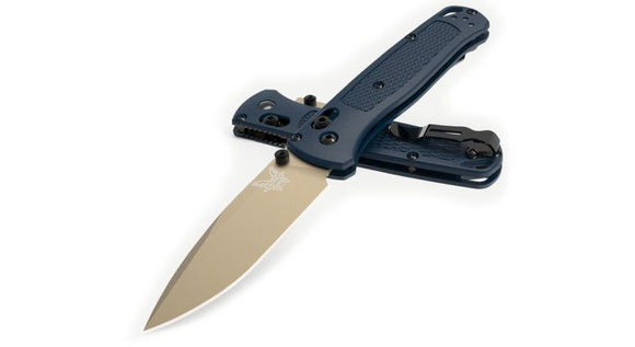 BENCHMADE 535FE - 05 BUGOUT CPM - S30V FLAT DARK EARTH CERAKOTE BLADE CRATER BLUE GRIVORY HANDLE AXIS LOCK FOLDING KNIFE USA MADE - S&R KNIVES INC