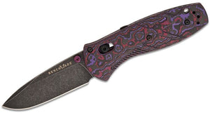 BENCHMADE 585BK - 251 MINI BARRAGE – CPM - S90V BLACK DLC BATTLEWASH BLADE, PURPLE HAZE FATCARBON HANDLE, AXIS ASSIST, MADE IN USA - S&R KNIVES INC