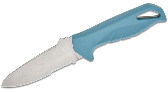 BENCHMADE UNDERCURRENT FIXED BLADE KNIFE – MAGNACUT SHEEPSFOOT, SERRATED EDGE, WATER - READY DESIGN – MADE IN USA – MODEL 18040S - S&R KNIVES INC