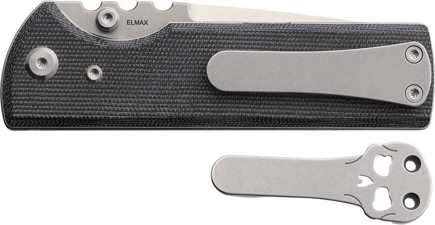 CHAVES NTAK LINER LOCK – SATIN ELMAX DROP POINT BLADE – BLACK MICARTA HANDLE – CHAV14328 – MADE IN CHINA