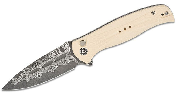 CIVIVI CIVC23053DS1 INCINDIE DAMASCUS STEEL IVORY G10 HANDLE FOLDING KNIFE. - S&R KNIVES INC