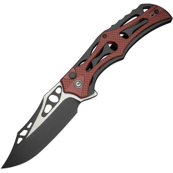 CIVIVI CIVC23083C1 BIOPHASE NITRO V STEEL SKELETONIZED BURGUNDY ALUMINIUM AND G10 FOLDING KNIFE, - S&R KNIVES INC