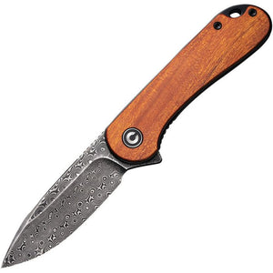 CIVIVI CIVC907DS2 ELEMENTUM LINERLOCK CUIBOURTIA WOOD DAMASCUS FOLDING KNIFE. - S&R KNIVES INC