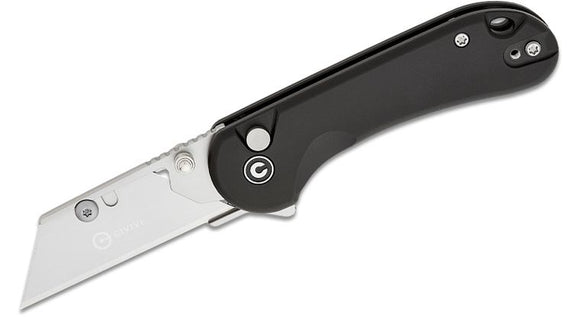 CIVIVI ELEMENTUM UTILITY CIVC23039B1 – BLACK ALUMINUM HANDLE BUTTON LOCK FLIPPER, REPLACEABLE 6Cr BLADE - MADE IN CHINA - SRK KNIVES AND SPORTS INC