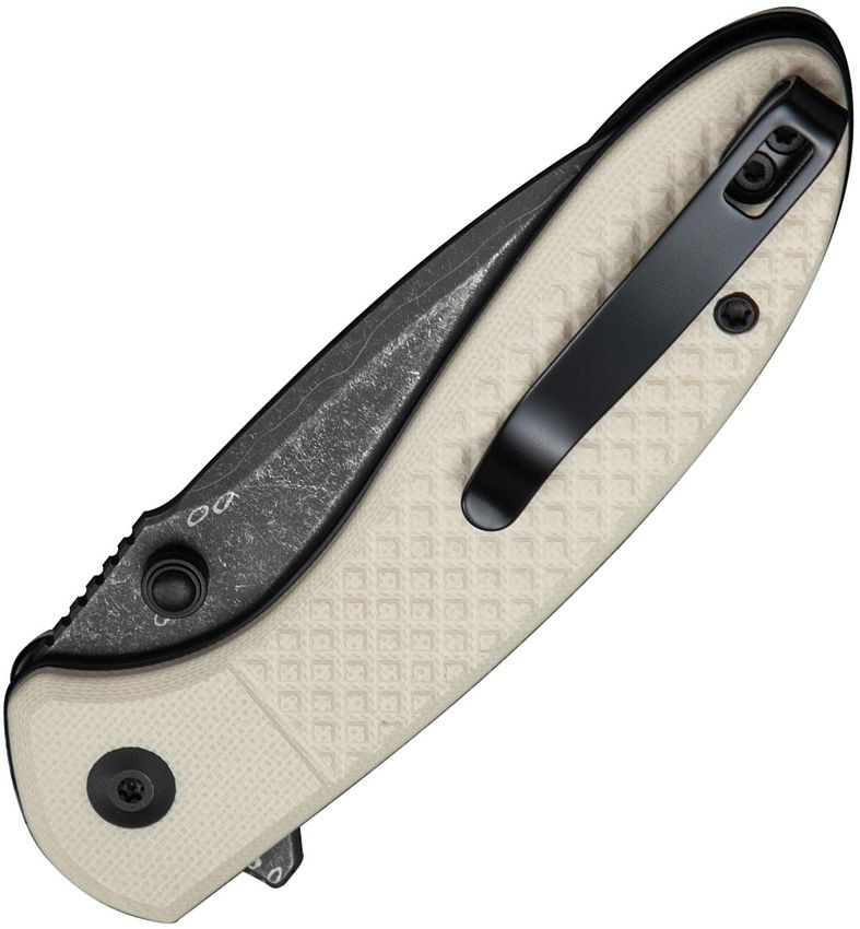 CIVIVI FAEGER C24031-DS1 – ACID ETCHED DAMASCUS DROP POINT BLADE – MILLED IVORY G10 HANDLE – MADE IN CHINA