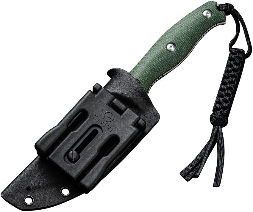 CIVIVI STORMRIDGE C23041-3 – SATIN NITRO-V STRAIGHT BACK BLADE – CONTOURED GREEN CANVAS MICARTA HANDLE – MADE IN CHINA