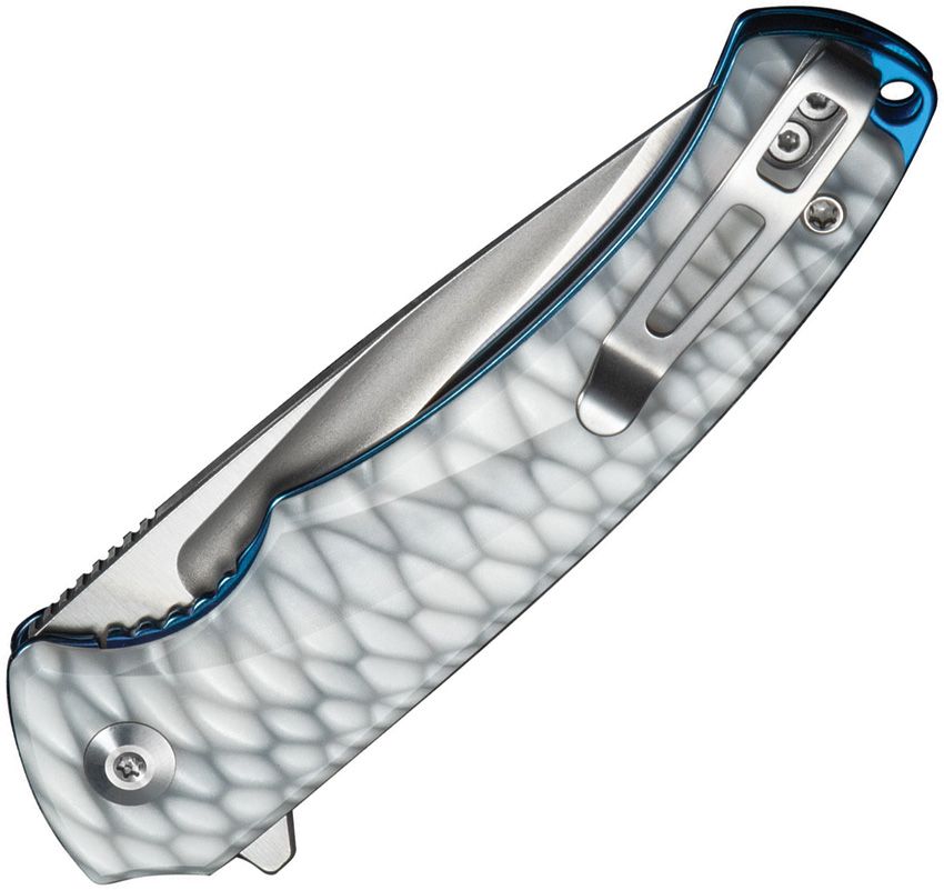 CIVIVI VOIDFLARE C24040-2 – SATIN 14C28N DROP POINT BLADE – SCALE PATTERN WHITE RESIN HANDLE – MADE IN CHINA