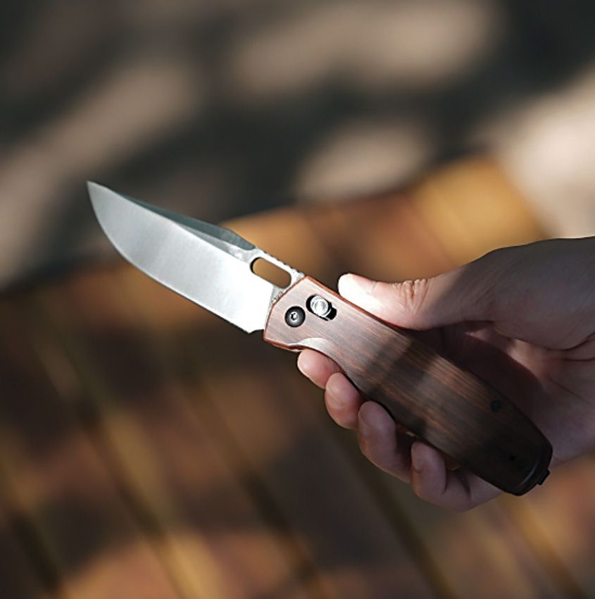 CJRB PRADO CROSSBAR LOCK J1936EB – SAND POLISH AR-RPM9 CLIP POINT BLADE – EBONY WOOD HANDLE – MADE IN CHINA