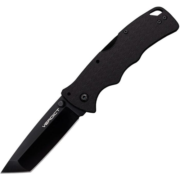 COLD STEEL CSFLC3T10A VERDICT AUS - 10A ALL BLACK G10 HANDLE LOCKBACK TANTO FOLDING KNIFE. - S&R KNIVES INC