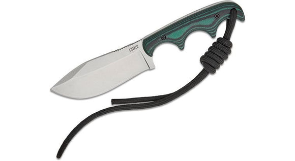 CRKT 2376 FOLTS MINIMALIST NESSMUK GREEN D2 TOOL STEEL NECK CARRY FIXED BLADE KNIFE W/SHEATH. - S&R KNIVES INC