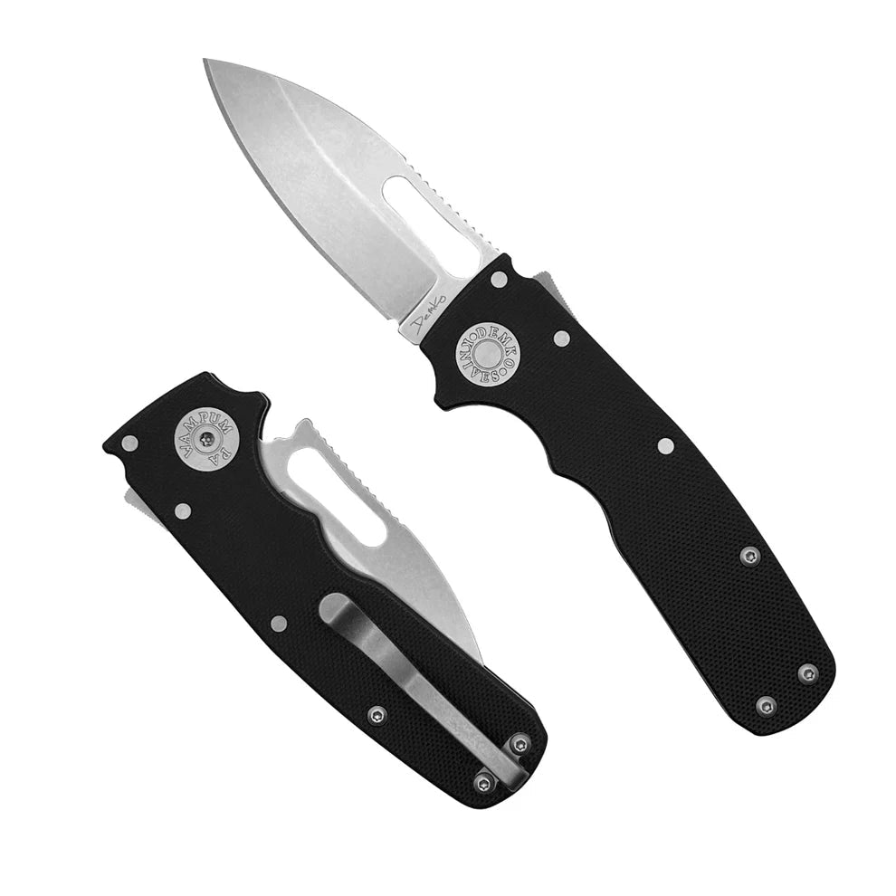 DEMKO DEM09693 SHARK CUB CPM-20CV BLACK G10 HANDLE SLICER SHARK BLADE FOLDING KNIFE.