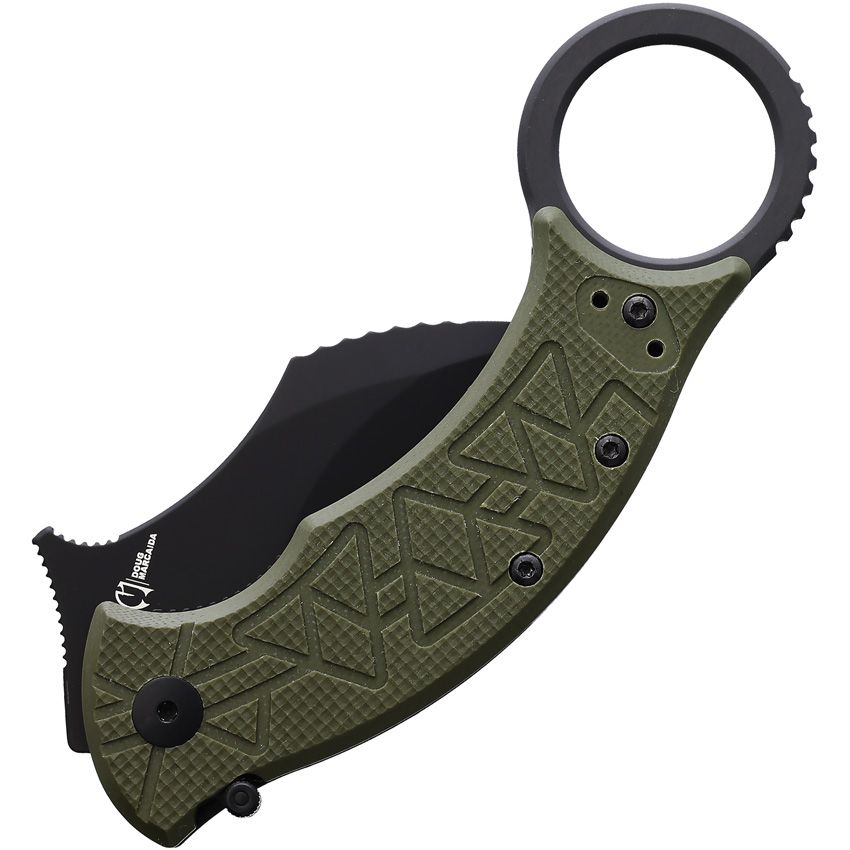 FOX FOX802OD TRIBAL K KARAMBIT LINERLOCK OD N690 STEEL OD GREEN G10 HANDLE FOLDING KNIFE.