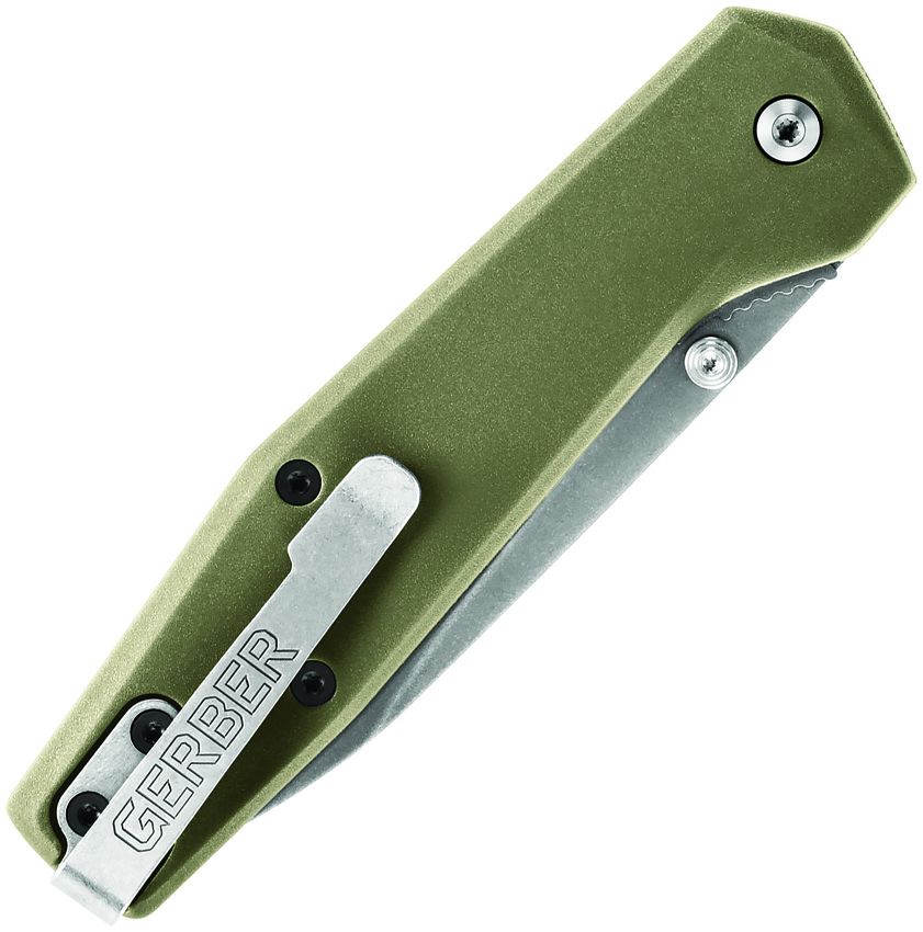 GERBER G1875 FUSE LINERLOCK GREEN NYLON HANDLE STAILESS STEEL FOLDING KNIFE.