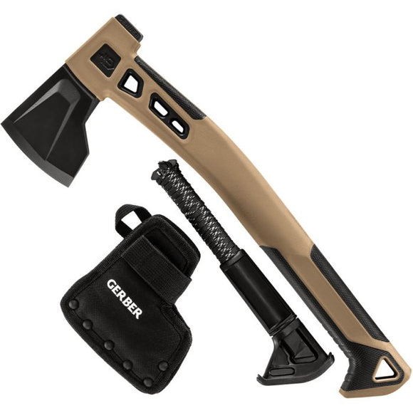 GERBER G3783 BUSHCRAFT HATCHET COYOTE WITH SHEATH. - S&R KNIVES INC