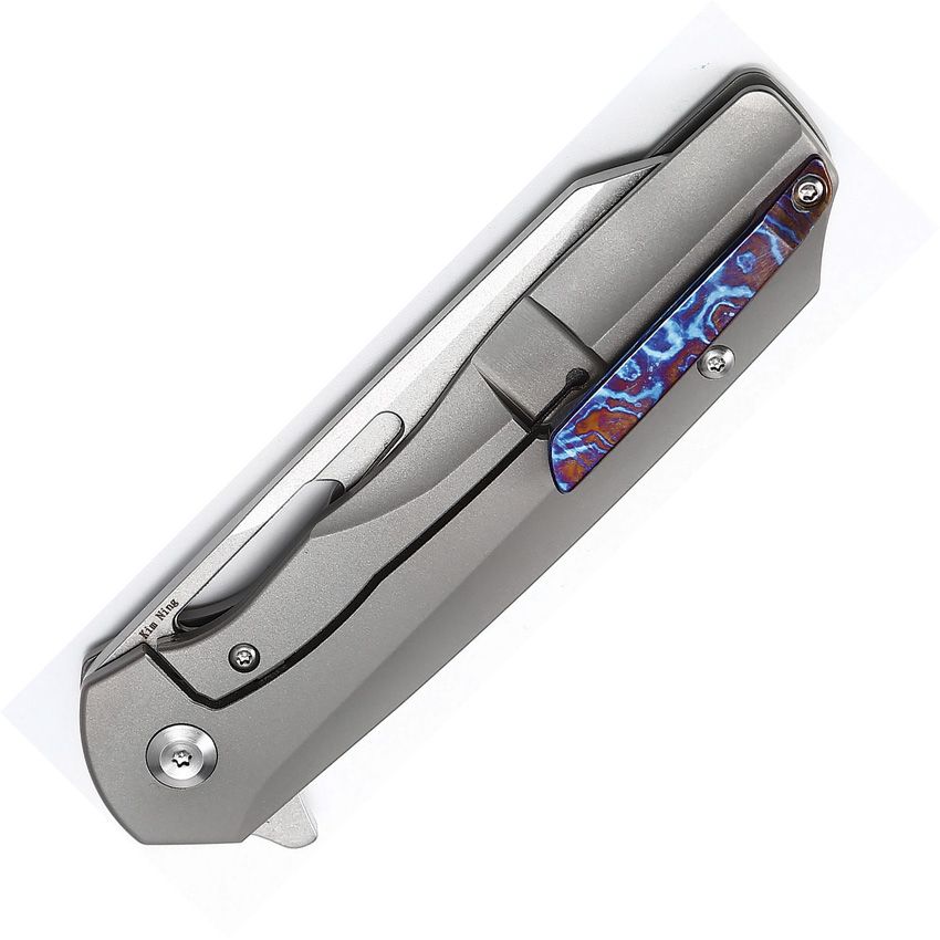 KANSEPT SHARD FRAMELOCK – STONEWASH CPM‑S35VN BLADE – GRAY TITANIUM HANDLE WITH CARBON FIBER INLAY – K1006A5 – MADE IN CHINA