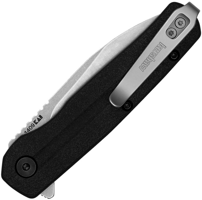 KERSHAW KORRA 1409 – STONEWASH 5Cr15MoV DROP POINT BLADE – TEXTURED GLASS‑FILLED NYLON HANDLE – MADE IN CHINA