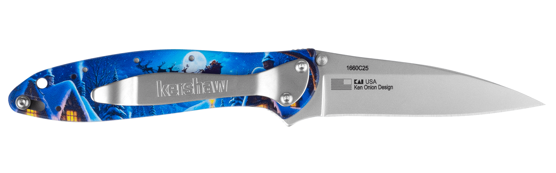 KERSHAW 1660C25 CHRISTMAS FACTORY SPECIAL 14C28N STEEL ASSISTED LIMITED EDITION FOLDING KNIFE.
