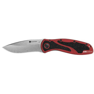 KERSHAW 1670CAN BLUR CANADA PROUD VERSION 14C28 STEEL ALUMINIUM RED ASSISTED FOLDING KNIFE. - SRK KNIVES AND SPORTS INC