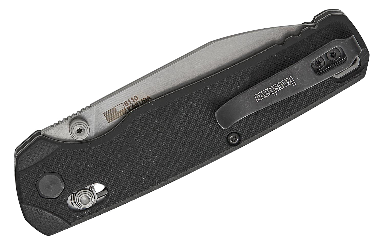 KERSHAW 6110 BEL AIR XL – STONEWASH CPM-MAGNACUT REVERSE TANTO BLADE – BLACK G10 HANDLE – DURALOCK – MADE IN USA