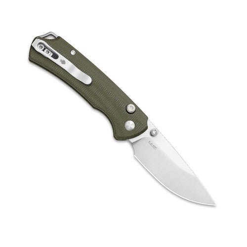 KIZER KI25184 (V3490.2BA1) T1 BD OLIVE MICARTA HANDLE NITRO V STEEL DROP POINT PUSH LINER LOCK FOLDING KNIFE. - SRK KNIVES AND SPORTS INC