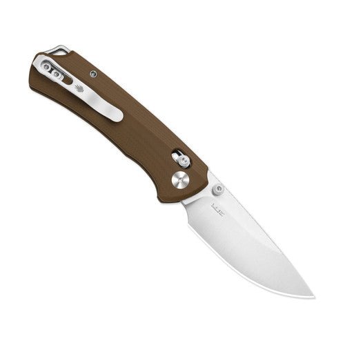 KIZER KI25187 (V3490.2CA2) T1 CD BROWN G10 HANDLE NITRO V STEEL CLUTCH LOCK SATIN FINISH FOLDING KNIFE. - SRK KNIVES AND SPORTS INC