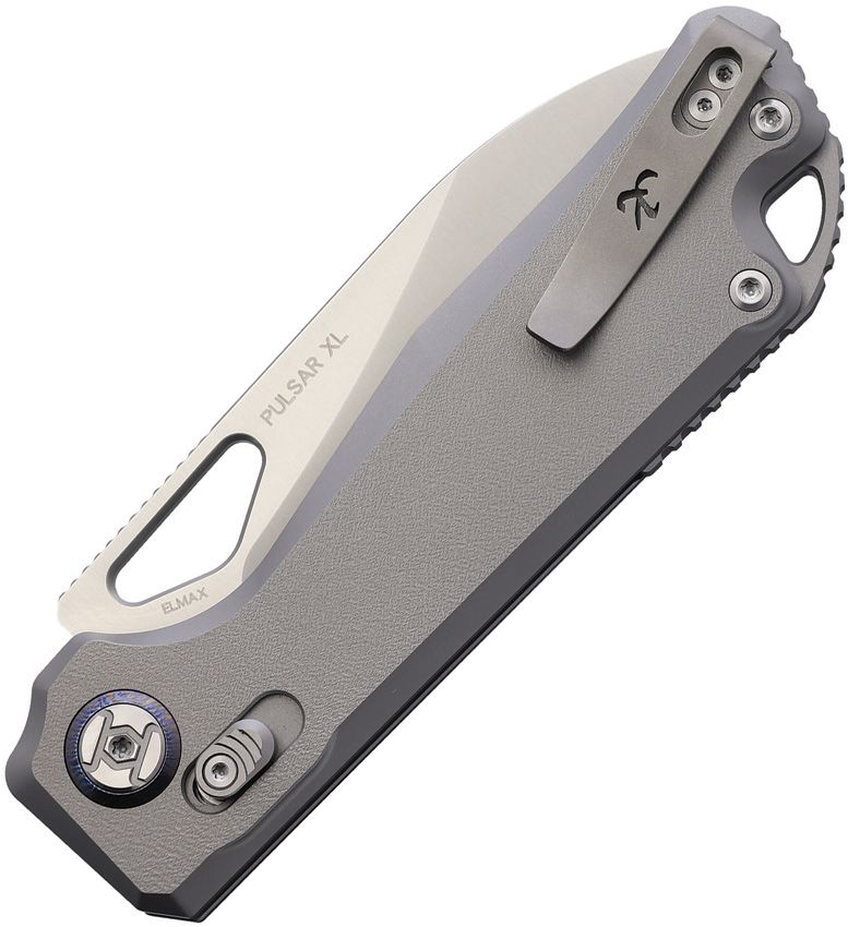 KUNWU KNIVES KUNX705XLT2 PULSAR XT LOCK ORANGE PEEL TI HANDLE ELMAX STEEL FOLDING KNIFE.