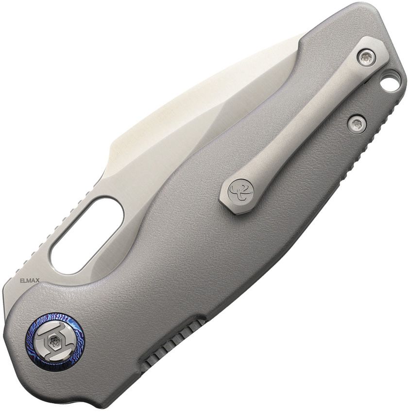 KUNWU GRINGO VERTA KUNB712T2A – SATIN ELMAX DROP POINT BLADE – ORANGE PEEL TITANIUM HANDLE – MADE IN CHINA