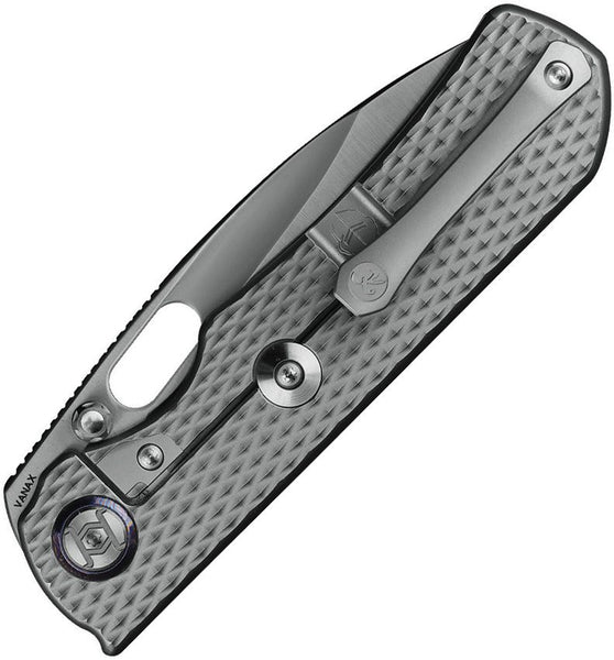 KUNWU EXCALIBUR KUNK709T2 – SATIN VANAX DROP POINT BLADE – TI FRAMELOC ...