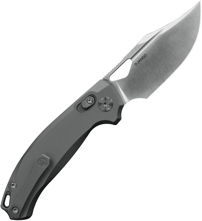 KUNWU DJANGO KUNX707T2 – CROSSBAR LOCK – SATIN ELMAX CLIP POINT BLADE – ORANGE PEEL TITANIUM HANDLE – MADE IN CHINA