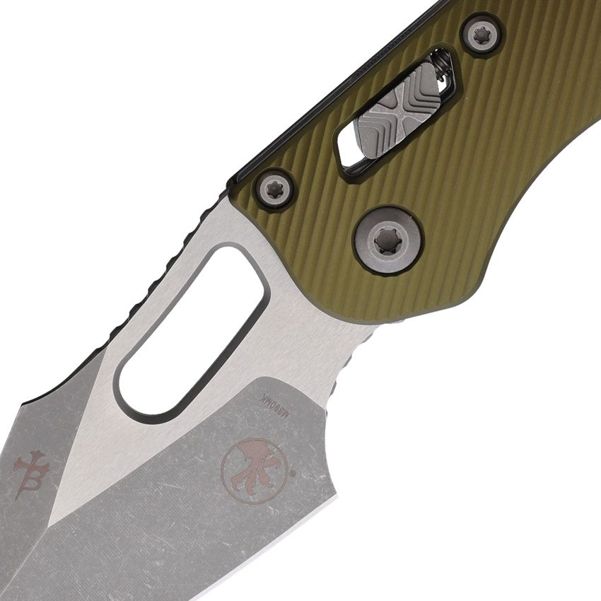 MICROTECH MCT16666  STITCH RAM LOCK OD GREEN M390MK STEEL FLUTED ALUMINIUM HANDLE FOLDING KNIFE.