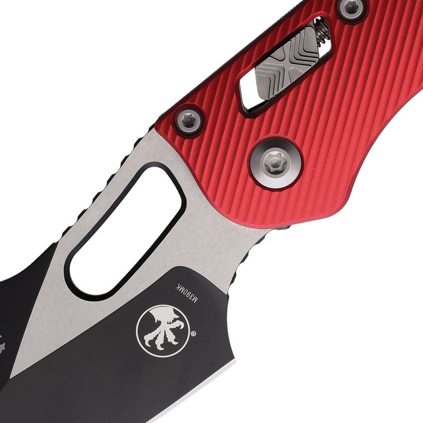 MICROTECH MCT18583 STITCH RAM LOCK RED FLUTED TWO TONE M390MK STEEL FOLDING KNIFE.