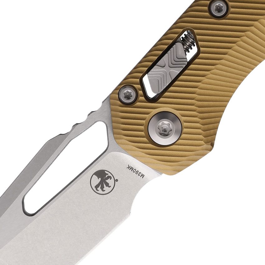 MICROTECH MCT21010FLTA 17784 MSI RAM LOCK TAN FLUTED ALUMINIUM HANDLE M390MK STEEL FOLDING KNIFE.