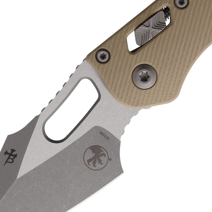 MICROTECH STITCH S/E RAM-LOK MCT16092 – APOCALYPTIC M390MK BLADE – FLUTED TAN G10 HANDLE – MADE IN USA