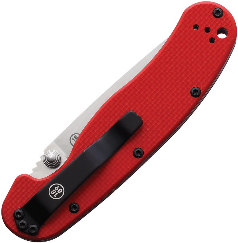 ONTARIO RAT II 8064 FOLDING KNIFE – SATIN S35VN DROP POINT BLADE – LINERLOCK – RED G10 HANDLE – MADE IN TAIWAN