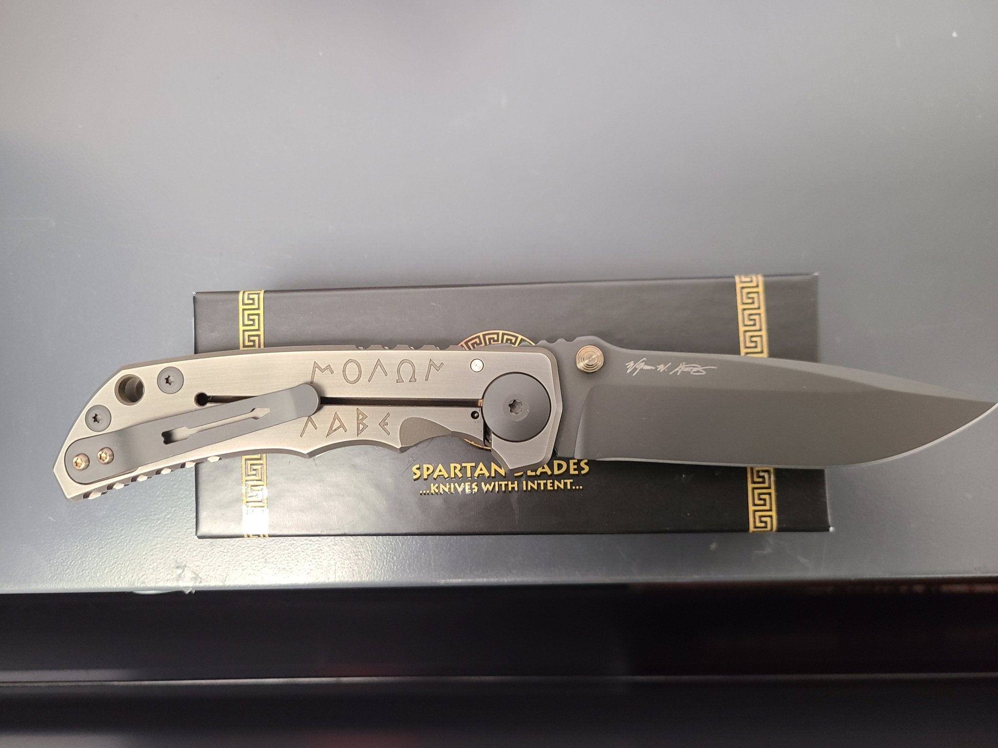 SPARTAN BLADES SF5KTUT SHF TI HANDLE 2025 SE CPM-MAGNACUT SPARTAN HARSEY KING TUT FOLDING KNIFE.