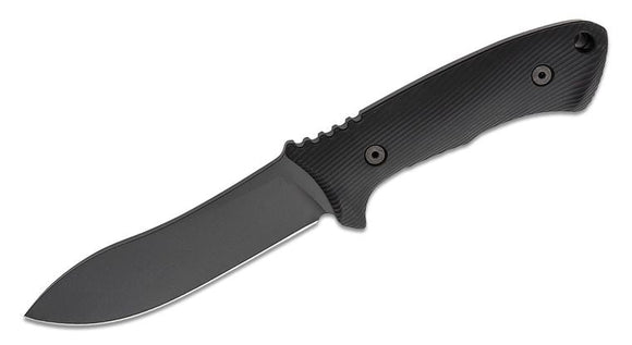 SPARTAN - HARSEY SBSL005BK NESSMUK – 1095 CRO - VAN BLACK POWDER COATED BLADE, INJECTION MOLDED HANDLE, FLAT GRIND, MADE IN USA - S&R KNIVES INC