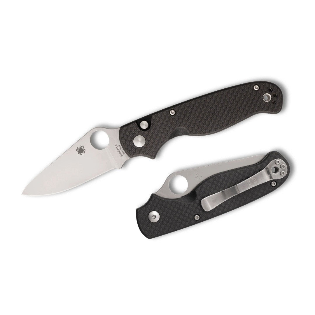 SPYDERCO BUTTONUP C275CFP – SATIN 8Cr13MoV BLADE – CARBON FIBER/G10 LAMINATE HANDLE – MADE IN CHINA