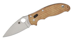 SPYDERCO C101MPCW2 MANIX 2 CPM CRUWEAR SATIN BLADE BROWN CANVAS MICARTA HANDLE BALL BEARING LOCK FOLDING KNIFE USA - S&R KNIVES INC